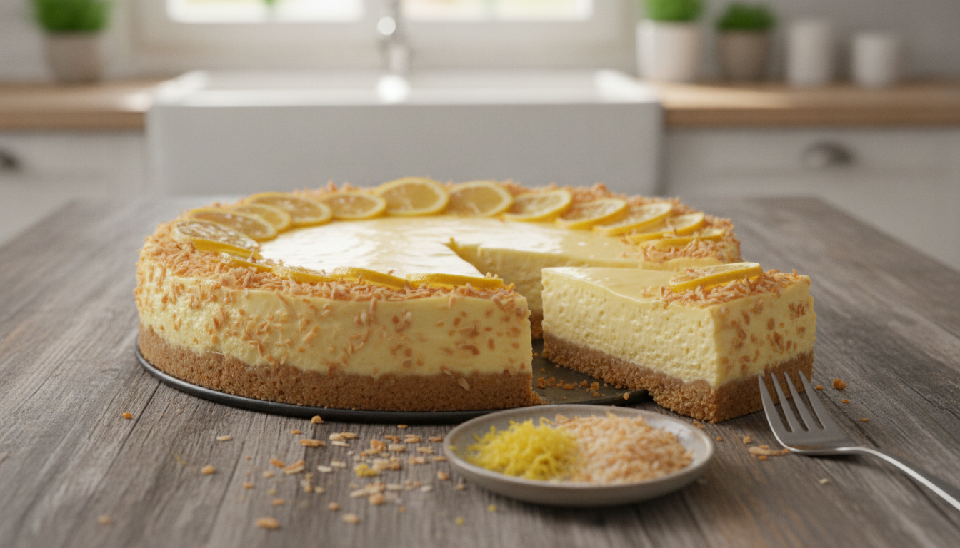 gluten free lemon and coconut cheesecake